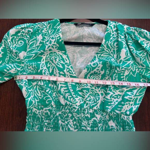 Zara Green and White Mini Dress - Picture 3 of 7
